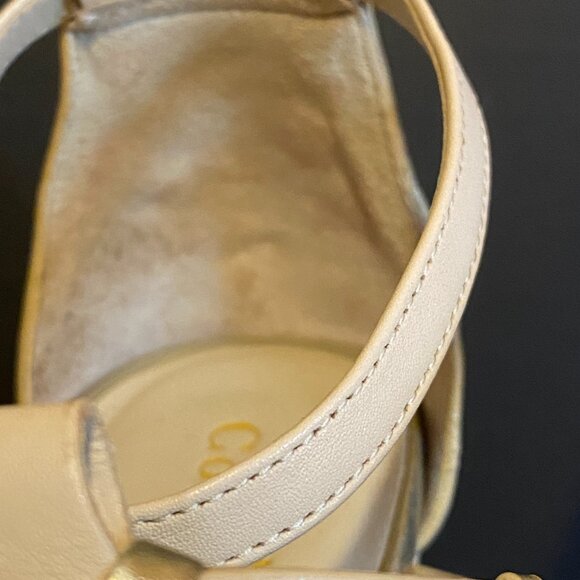 Cole Haan Nike Air Gold & Cream Leather Woven Wedge Sandals – Size 7B - Picture 11 of 16